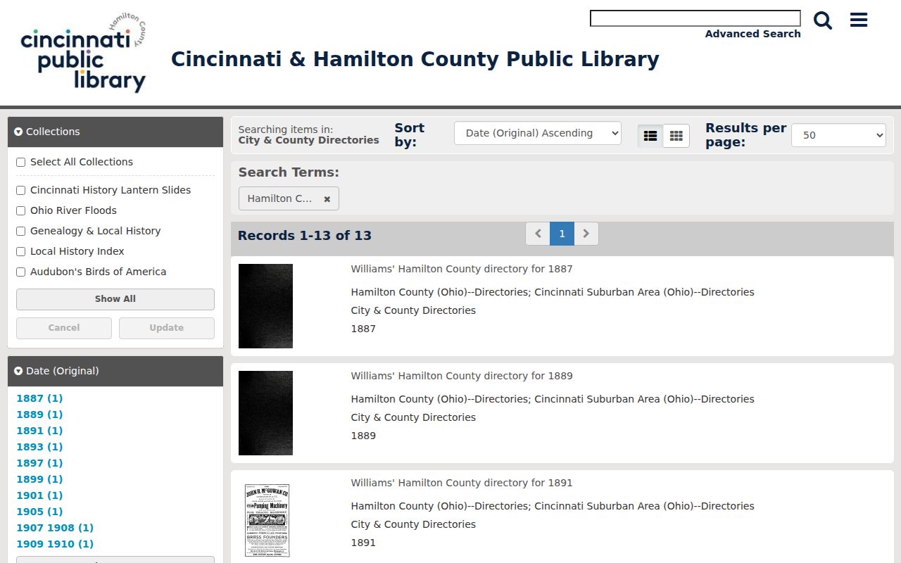 Colerain Township city directory Hamilton County digital collection search