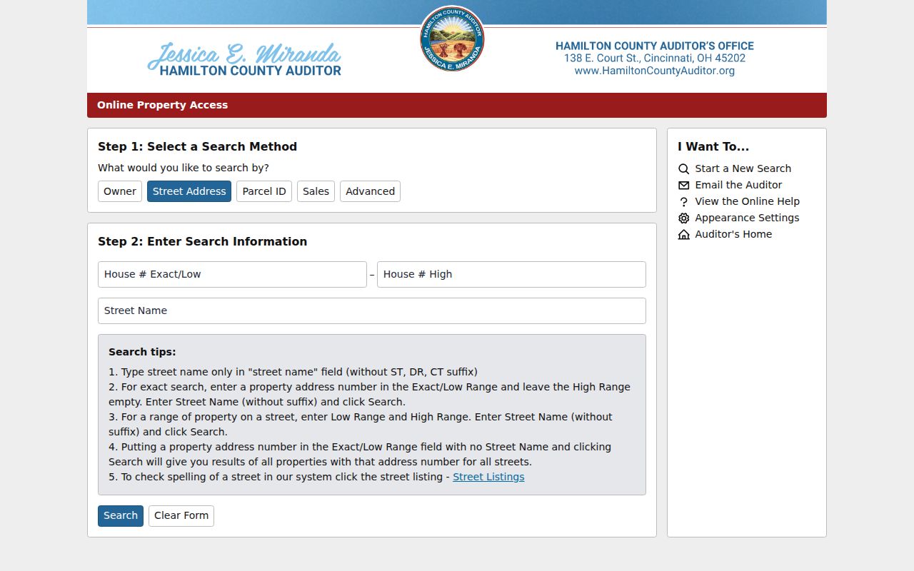 Colerain Township residents directory Hamilton County Auditor property search