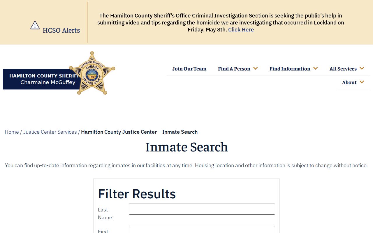 Colerain Township residents directory Hamilton County inmate search
