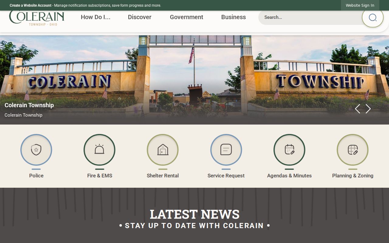 Colerain Township residents directory township government records page