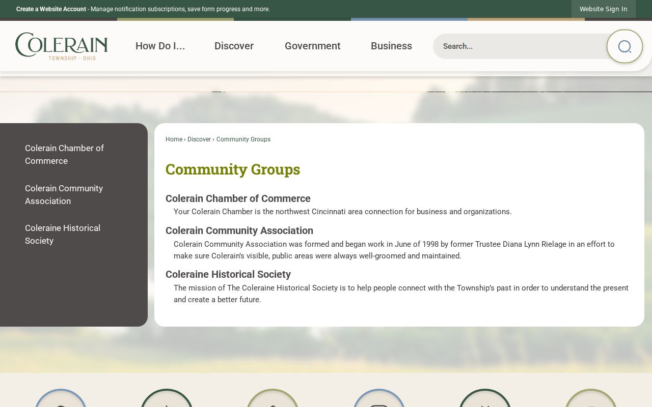Colerain Township neighbors Township Community Groups page