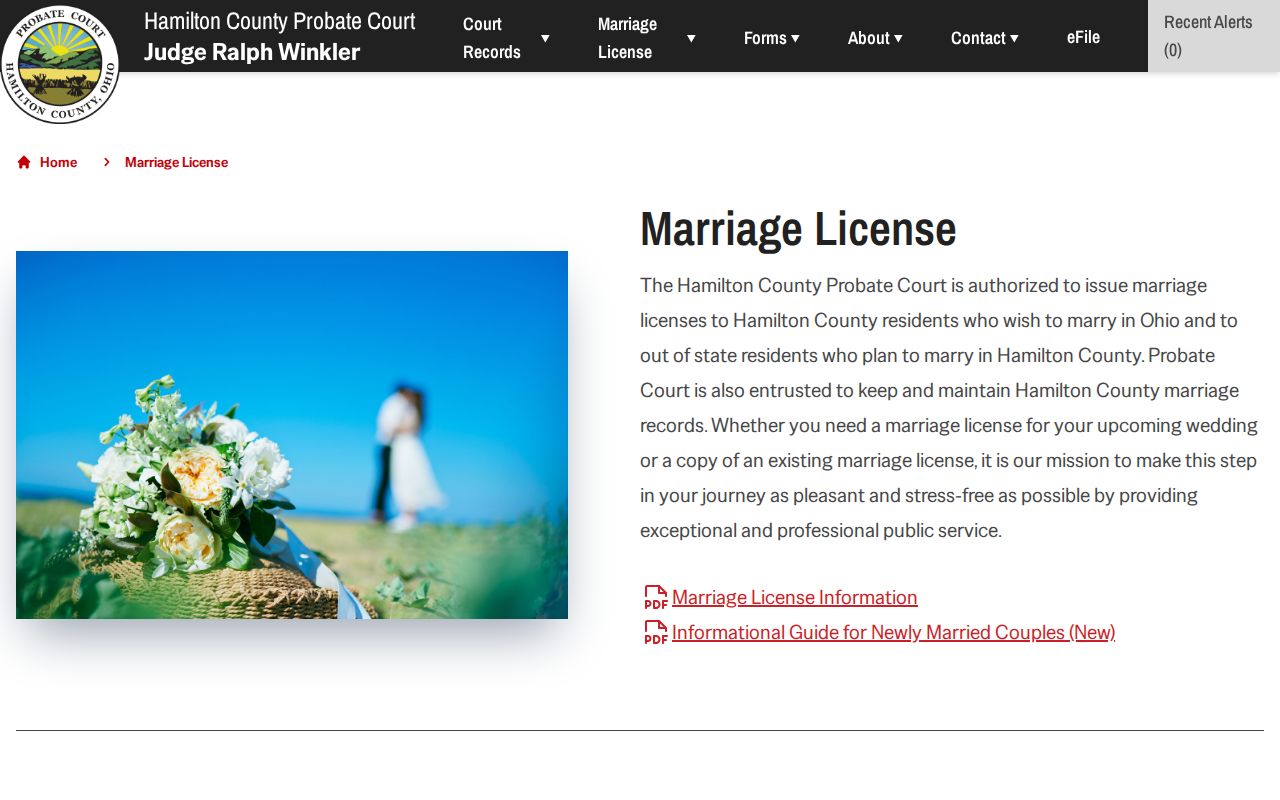 Colerain Township previous residents Hamilton County marriage record source